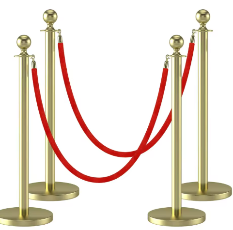 Absperrkordel mit goldenem Klickverschluss, Rote Samt 100cm – Bild 2